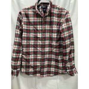 Lands End Traditional Fit Plaid Flannel Button Down Shirt Men's Small Red Green